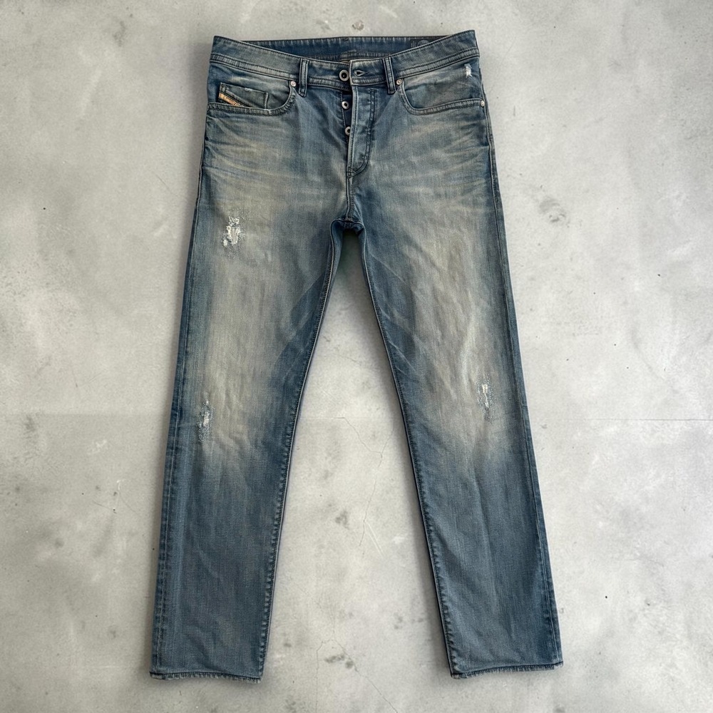 Diesel Buster 0845F Mens Jeans 32x32 Regular Slim Tapered Dirty Muddy Patina